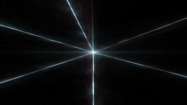 Abstract laser beams light glowing neon lines style VJ dance party show on black background.