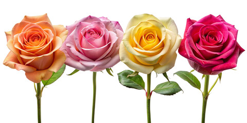 Fototapeta premium Set of colorful roses isolated