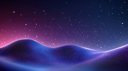 Obraz premium Abstract Digital Landscape with Glowing Particles