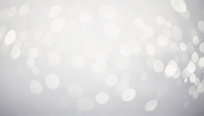 Obraz premium Shining white bokeh effect on soft white blurred background closeup, a sparkling silver glow, an ethereal festive winter snow icy sparkle magic abstract texture