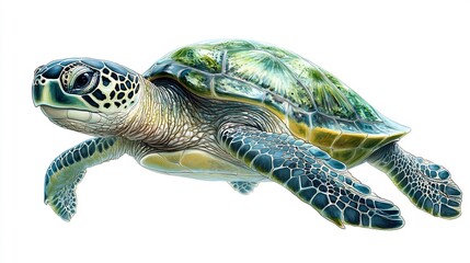 Fototapeta premium Serene turtle drawing swimming gracefully representing calm patience marine life leaving space nature conservation or peaceful messages
