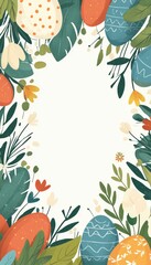 Floral Easter Day Card Template with Vibrant Botanicals for Spring Celebrations