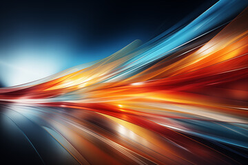 Dynamic motion blur with colorful abstract patterns, conveying high-speed movement and energy.