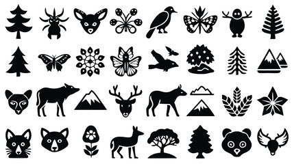 Naklejka premium Wildlife & Nature related icon editable stroke outline set of different types small icons isolated on white background flat vector illustration