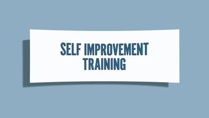 Self Improvement Training. A card isolated on blue background.