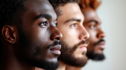 Fototapeta premium Diverse Men Portraits Equality Unity Diversity Faces Skin Tones People Teamwork Brotherhood Hope
