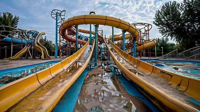a water slide at a water park .