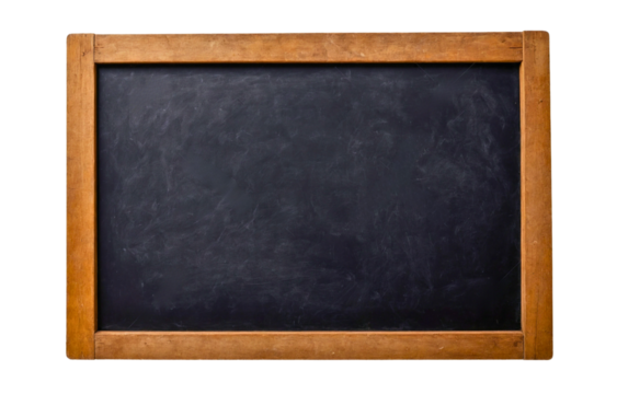 Old blank blackboard isolated on transparent background