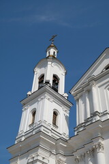 white cathedral and blue sky, Vitebsk Belarus