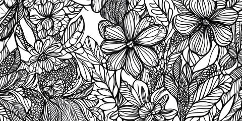 Black and white floral pattern design