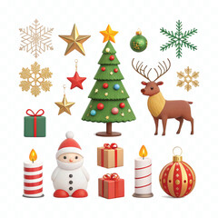 abstract 3d Christmas symbols design isolated on white background