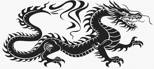 Abstract dragon art featuring bold flames geometric forms providing large blank spaces for creative overlays