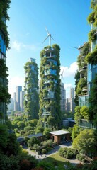 Futuristic Green City with Vertical Gardens