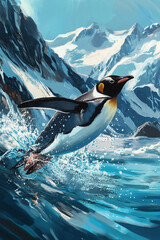 Obraz premium penguin on the water
