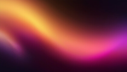 Defocused pink yellow gradient abstract ultraviolet radiance soft texture on dark black abstract empty space background. Neon blur glow. Color light overlay. Copy space.