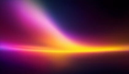 Fototapeta premium Defocused pink yellow gradient abstract ultraviolet radiance soft texture on dark black abstract empty space background. Neon blur glow. Color light overlay. Copy space.