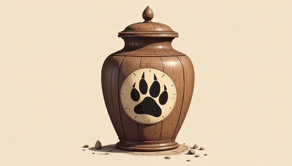 Beautiful wooden urn featuring a paw print design, offering an elegant way to honor the memory of beloved pets.