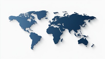 Fototapeta premium Dark blue world map depicting continents and oceans, emphasizing global geography in a minimalistic design