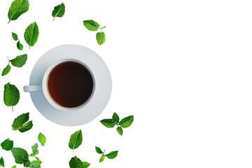 a cup of tea and leaves