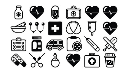 Medicine & Healthcare related icon editable stroke outline  set of different types small icons isolated on white background flat vector illustration