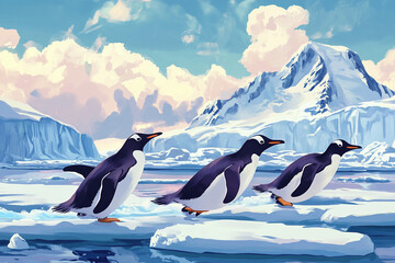 Obraz premium penguin on ice