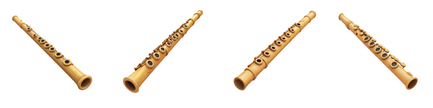 flute instrument - 3d Set on transparent background PNG file