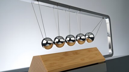 Newton's Cradle in Action with Blurred Motion for Dynamic Stock Photos