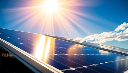 Solar Panels Basking In Bright Sunlight On A Clear Day