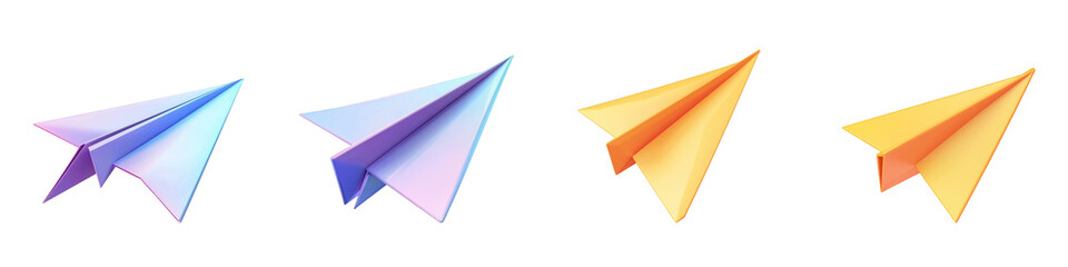 paper origami plane - 3d Set on transparent background PNG file