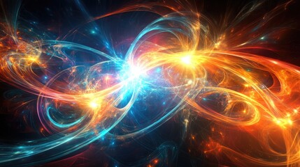 Obraz premium Vibrant Cosmic Energy: Dynamic Fractal Light and Colorful Abstract Background