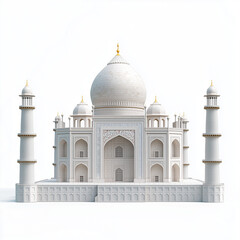 Fototapeta premium Realistic Illustration of the Taj Mahal, Isolated on White Background