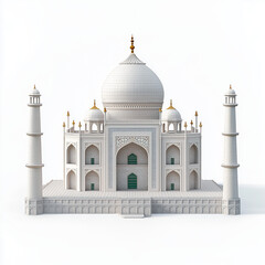 Fototapeta premium Realistic Illustration of the Taj Mahal, Isolated on White Background