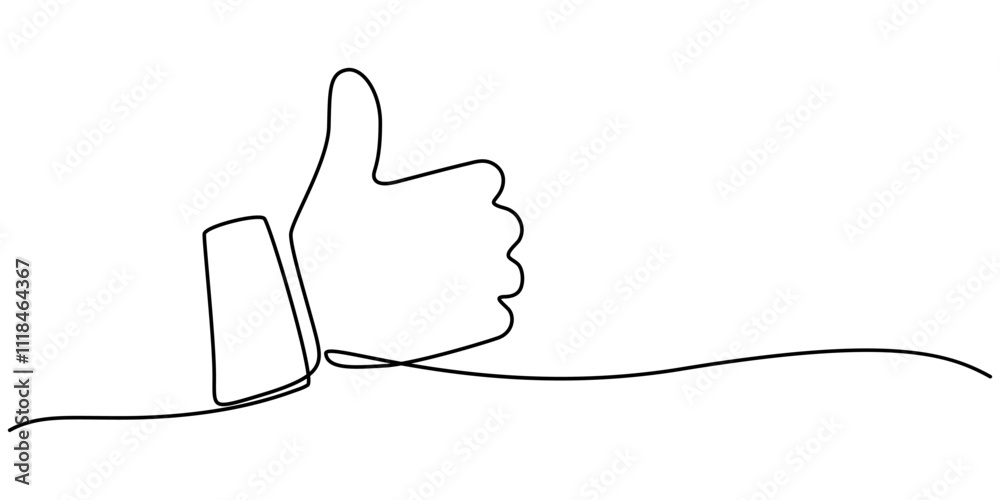 Aufkleber continuous one line drawing of like hand showing thumb up. vector illustration, minimalist vector il