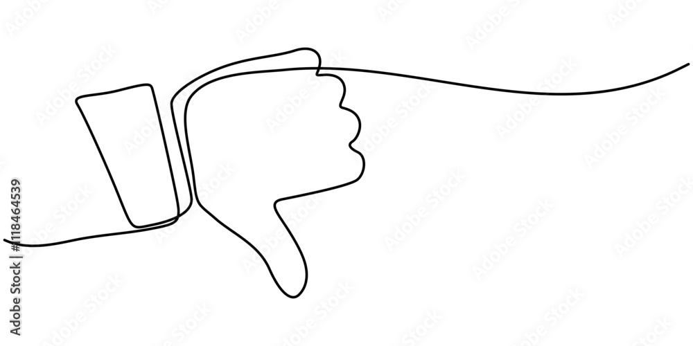 Poster continuous one line drawing of like hand showing thumb up. vector illustration, minimalist vector il
