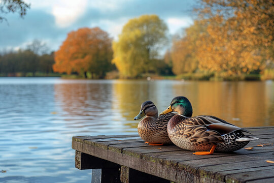 Lake Riding Duck ducks swimming peacefully on serene countryside lake - Free Stock Photo ...