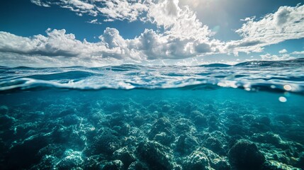 Fototapeta premium Stunning Underwater Coral Reef and Ocean View