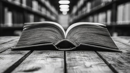 An open book sitting on top of a wooden table