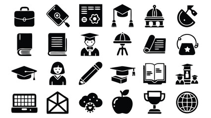 Learning & Education related icon editable stroke outline  set of different types small icons isolated on white background flat vector illustration