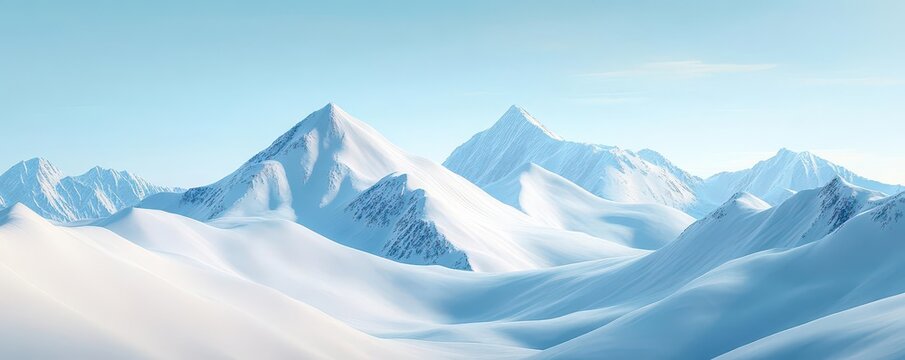 Stunning aerial view of snow-capped mountains under a clear blue sky.
