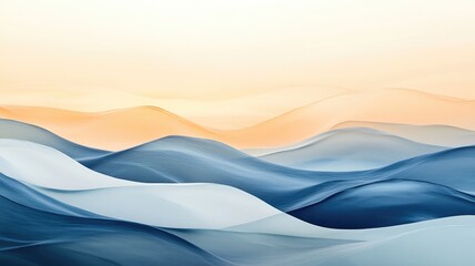 Abstract depiction of rolling fluid waves against gradient sky