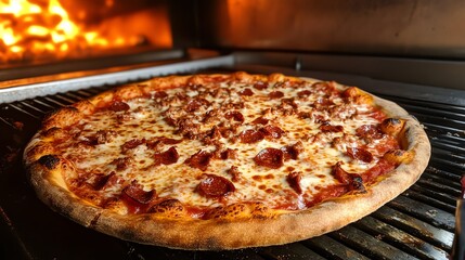 Delicious pepperoni pizza fresh from the oven.