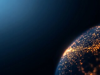 Global network connection. Abstract digital world. Illuminated nodes and lines.