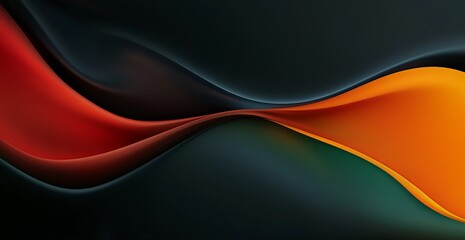 Abstract art featuring flowing, vibrant red and orange hues against a dark background.