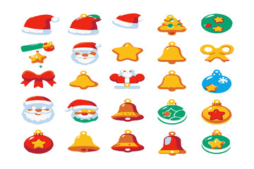 Fun and festive nail art with holiday symbols like Santa hats and bells.