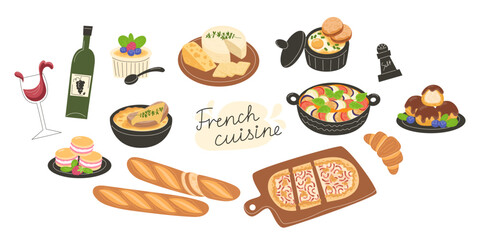 Collection of Traditional French Dishes and Pastries