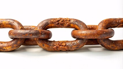Fototapeta premium Rusty chain link fragment on white background
