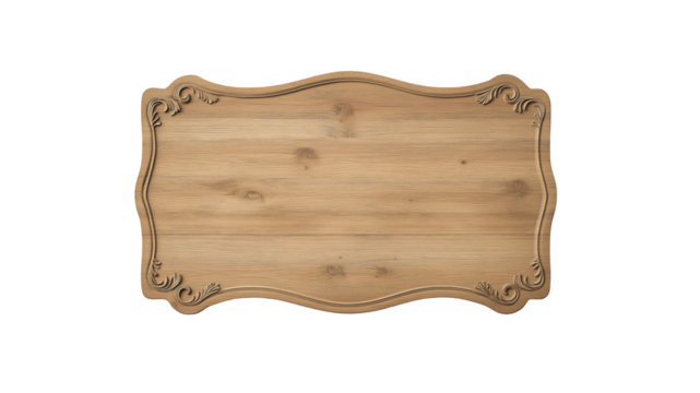 Rectangular Vintage Wooden Signboard, Decorative Wooden Plaque with Ornate Carved Edges, Blank Wooden Sign, Rustic Wall Decor, Customizable Wooden Display Board, Classic Wood Craft for Engraving and S