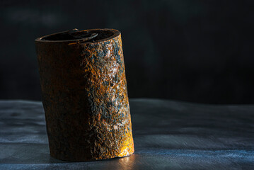 Old corroded pipe, steel scrap, close-up view