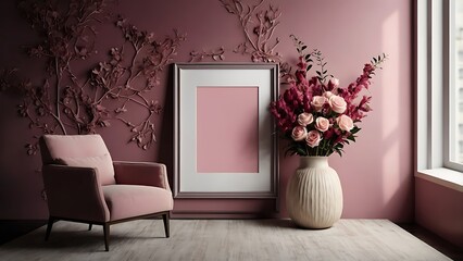 pink design scene with a chair