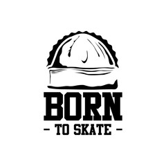Born to Skate Typography with Beanie Illustration